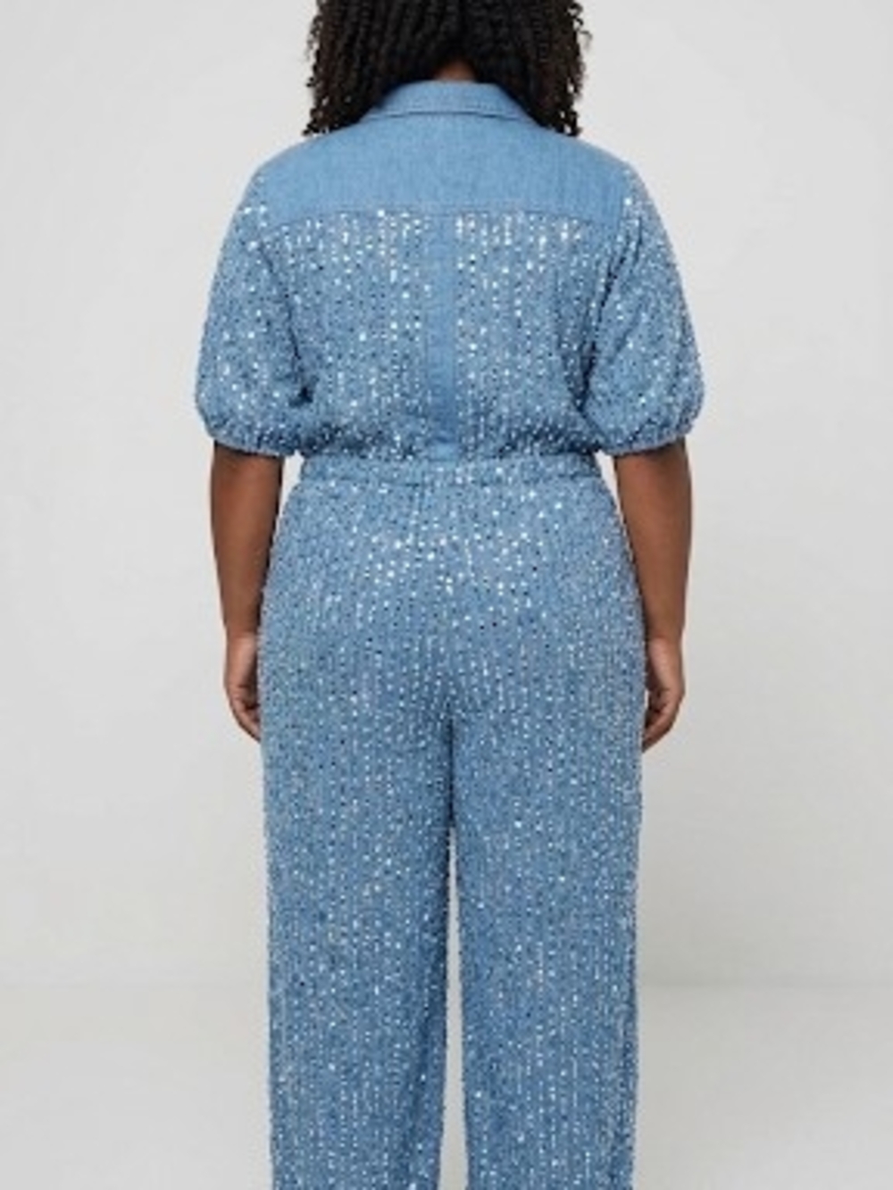 Denim Sequin Jumpsuit - Picture 4 of 4